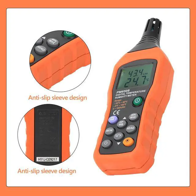 Alt view image 4 of 7 - Digital Humidity and Temperature Meter MS6508 Handheld Portable Thermometer Humidity Gauge Meter Monitor with Dew Point and Wet Bulb Backlight LCD Display for Daily Life Industry Agriculture