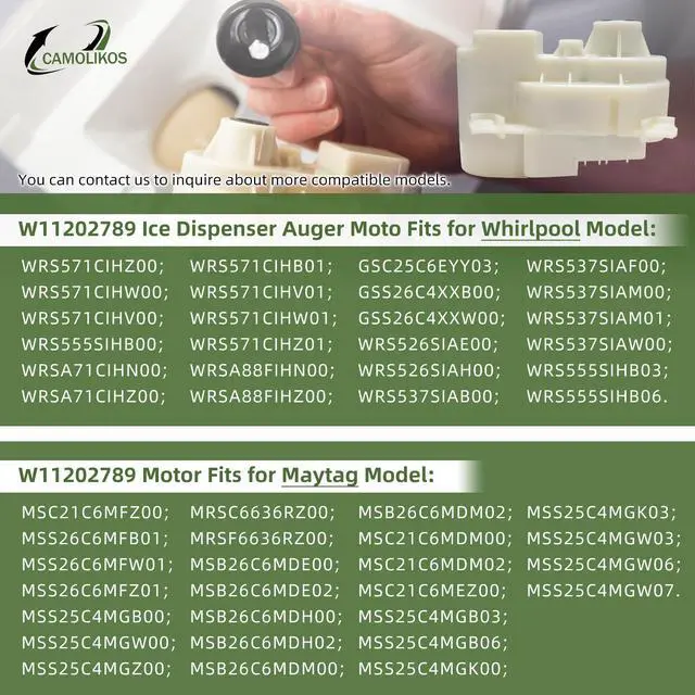 Alt view image 6 of 7 - W11202789 Refrigerator Ice Dispenser Auger Motor Compatible with Whirlpool Kenmore Maytag Kitchen Aid,Replaces W10225313 W11117906 WPW10225313