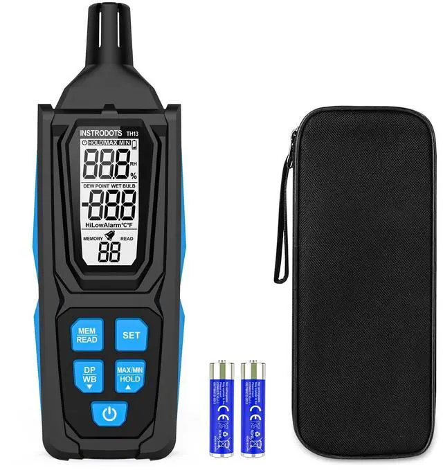 Main image of Temperature Humidity Meter, High Precision Digital Psychrometer Hygrometer with Dew Point, Wet Bulb Thermometer for Indoor Outdoor, 99 Data Storage, Temp Alarm, Backlight, MAX/MIN, Auto Shutdown