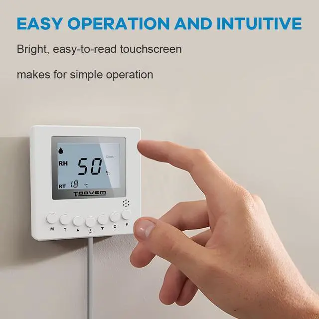 Alt view image 2 of 7 - TOOVEM Remote Controller for Digital Humidity, Temperature, Adapt The Humidity Level, for Basement Crawl Space Dehumidifier White