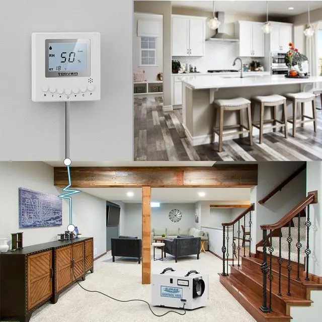 Alt view image 4 of 7 - TOOVEM Remote Controller for Digital Humidity, Temperature, Adapt The Humidity Level, for Basement Crawl Space Dehumidifier White