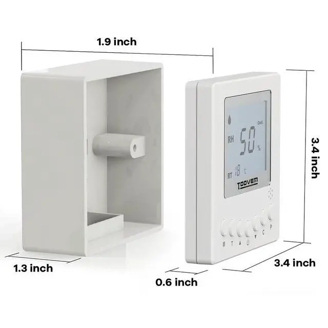 Alt view image 5 of 7 - TOOVEM Remote Controller for Digital Humidity, Temperature, Adapt The Humidity Level, for Basement Crawl Space Dehumidifier White