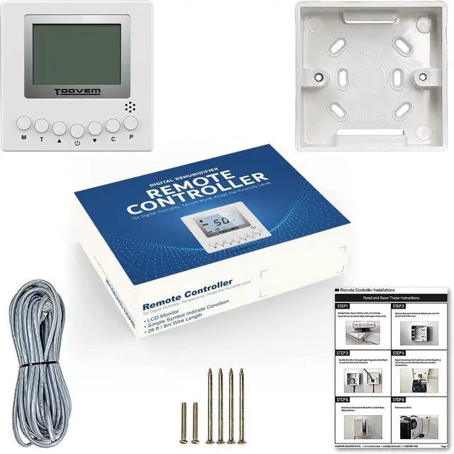 Alt view image 6 of 7 - TOOVEM Remote Controller for Digital Humidity, Temperature, Adapt The Humidity Level, for Basement Crawl Space Dehumidifier White