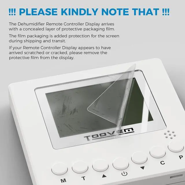 Alt view image 7 of 7 - TOOVEM Remote Controller for Digital Humidity, Temperature, Adapt The Humidity Level, for Basement Crawl Space Dehumidifier White