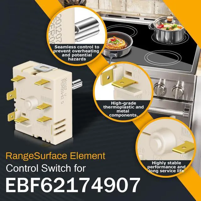 Alt view image 3 of 6 - EBF62174907 EBF62174904 EBF62174902 Infinite Switch Compatible with Range Surface Element Control, EBF62174904 Infinite Switch Replaces for PER001-225 D, for Stove Replacement Parts