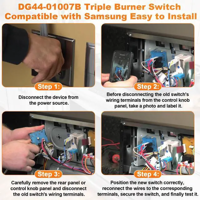 Alt view image 5 of 7 - DG44-01007B DG44-01007A PER001-03 PER001-13 Triple Burner SwitchElements Control Replacement for Samsung Range Stove 160817,H-Cut