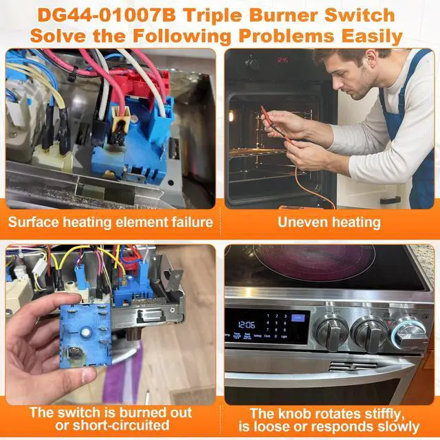 Alt view image 6 of 7 - DG44-01007B DG44-01007A PER001-03 PER001-13 Triple Burner SwitchElements Control Replacement for Samsung Range Stove 160817,H-Cut