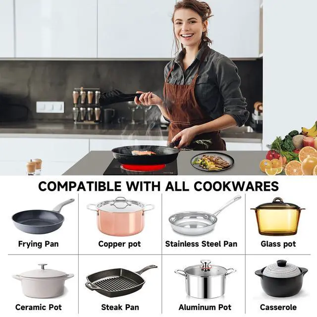 Alt view image 4 of 7 - 2 Burner Electric Cooktop 2000W, Portable Electrical Hot Plate Double Burner, Adjustable Temperature Stove Top, Tabletop Electric Stove