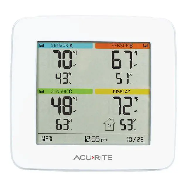 Alt view image 2 of 7 - 01095M Indoor Temperature & Humidity Station with 3 Sensors, White