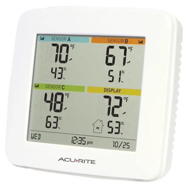 Alt view image 3 of 7 - 01095M Indoor Temperature & Humidity Station with 3 Sensors, White