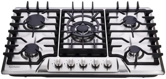 Main image of Gas Cooktop 30 Inch, Built-in 5 Burners Gas Stovetop Stainless Steel LPG/NG Convertible Gas Stove Dual Fuel Sealed Gas Cooktop