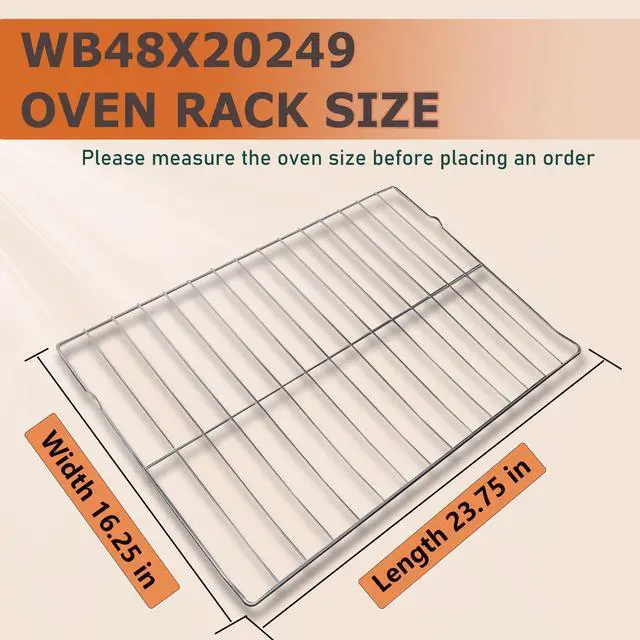 Alt view image 2 of 7 - WB48X20249 Oven Rack, 23.75"L x 16.25"W, Compatible with GE Stove Oven Parts. Replacement Parts for Oven Racks JGB720BEJ2TS, JGBP33DET3BB, RGB508PET1CT, Made of 304 Stainless Steel Material, 2 Pcs