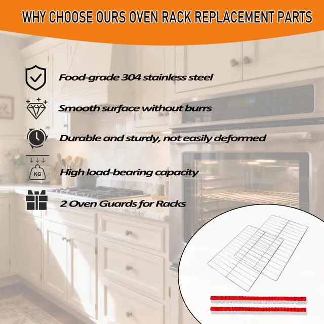 Alt view image 5 of 7 - WB48X20249 Oven Rack, 23.75"L x 16.25"W, Compatible with GE Stove Oven Parts. Replacement Parts for Oven Racks JGB720BEJ2TS, JGBP33DET3BB, RGB508PET1CT, Made of 304 Stainless Steel Material, 2 Pcs