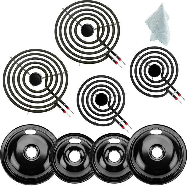Main image of 5304430149 5304430150 Porcelain Drip Pan Set & MP22YA Electric Range Burner Element Unit Set Replaces 318067041 318067051 by -Compatible with Frigidaire Kenmore Crosley Range Oven/Stove