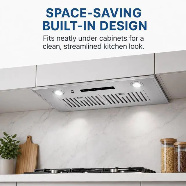 Alt view image 3 of 7 - 30 Inch Insert Range Hood 450 CFM Stainless Steel Built-In Kitchen Vent Hood Ducted/Ductless Convertible Under Cabinet Hood with Electronic Touch Control LED Light Easy Install for Kitchen Use