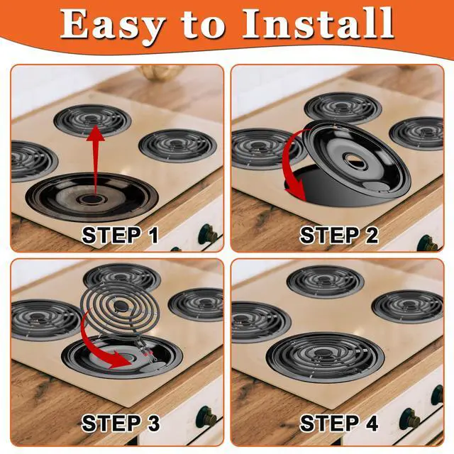 Alt view image 7 of 7 - 5304430149 5304430150 Porcelain Drip Pan Set & MP22YA Electric Range Burner Element Unit Set Replaces 318067041 318067051 by -Compatible with Frigidaire Kenmore Crosley Range Oven/Stove