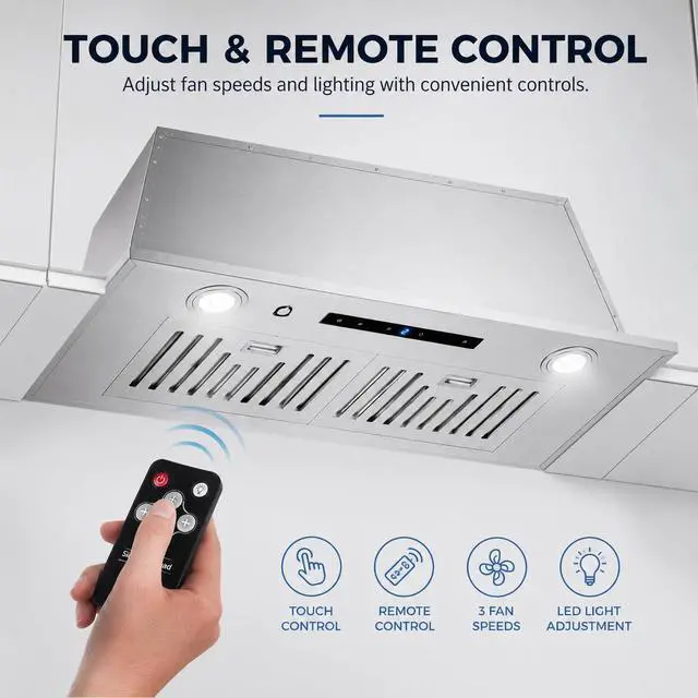 Alt view image 4 of 7 - 30 Inch Insert Range Hood 450 CFM Stainless Steel Built-In Kitchen Vent Hood Ducted/Ductless Convertible Under Cabinet Hood with Electronic Touch Control LED Light Easy Install for Kitchen Use