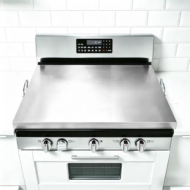 Alt view image 2 of 7 - Stainless Steel Gas Stove Cover Board, 30 x 22 x 2.8 Inches, Large Stove Top Cover with Anti-slip Feet,Handle,Anti-collision Corner Guards,Easy to Install,Keep the Stove Clean,Bright and Beautiful