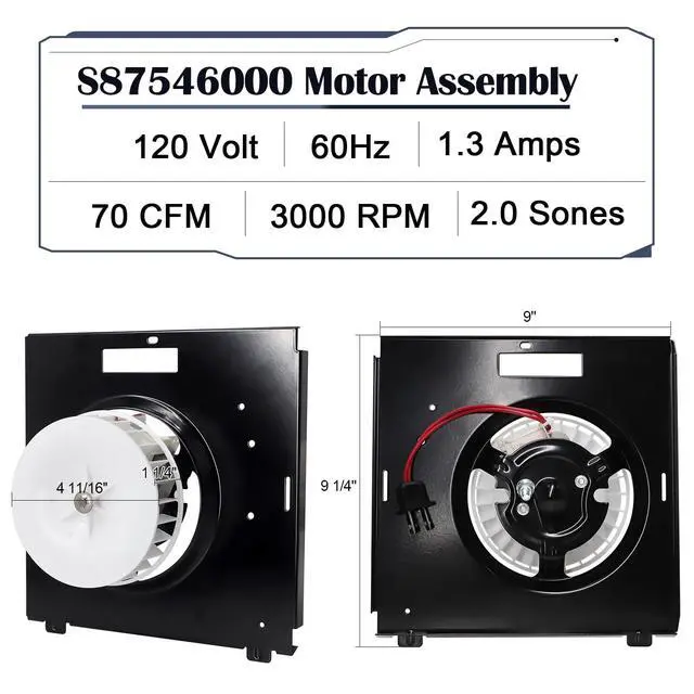 Alt view image 3 of 7 - 769RF B Unit, S87546000 87546000 B-Unit Motor Assembly Replacement for Broan Nutone 769RFT B Unit, 769RF, V769RF Bathroom Exhaust Fan, Upgrade Pure Copper Motor, 70 CFM