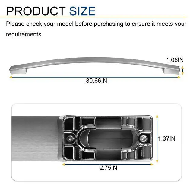 Alt view image 2 of 7 - Refrigerator Parts & Accessories WR12X36386 Stainless Freezer Handle Compatible with GE Refrigerators,Silver