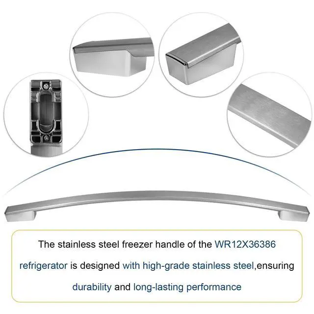 Alt view image 3 of 7 - Refrigerator Parts & Accessories WR12X36386 Stainless Freezer Handle Compatible with GE Refrigerators,Silver