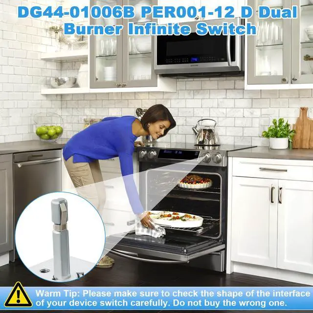 Alt view image 4 of 7 - DG44-01006B PER001-12 D Dual Burner Infinite Switch Fits for Samsung Element Stove Range Surface Control Replacement Parts NE59J7750WS NE58K9850WS NE59M4310SS EAP11771631 PS11771631 NE58F9710WS