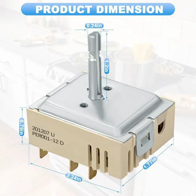 Alt view image 2 of 7 - DG44-01006B PER001-12 D Dual Burner Infinite Switch Fits for Samsung Element Stove Range Surface Control Replacement Parts NE59J7750WS NE58K9850WS NE59M4310SS EAP11771631 PS11771631 NE58F9710WS