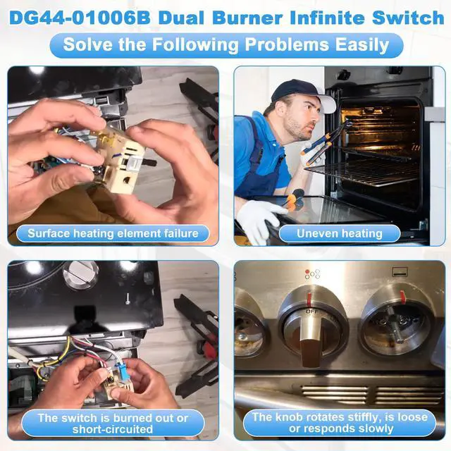 Alt view image 6 of 7 - DG44-01006B PER001-12 D Dual Burner Infinite Switch Fits for Samsung Element Stove Range Surface Control Replacement Parts NE59J7750WS NE58K9850WS NE59M4310SS EAP11771631 PS11771631 NE58F9710WS