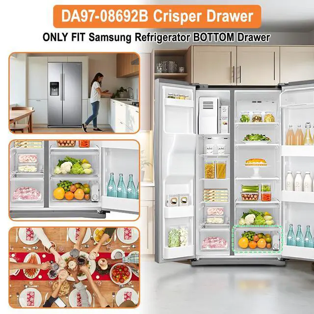 Alt view image 7 of 7 - UPGRADED DA97-08692B Refrigerator Crisper Drawer Compatible with Samsung Refrigerator Drawer Replacement Part RS25J500DSR RS25J500DSG RS261MDRS RS25H5000SR Samsung Fridge Drawers Replacement Bin Lower