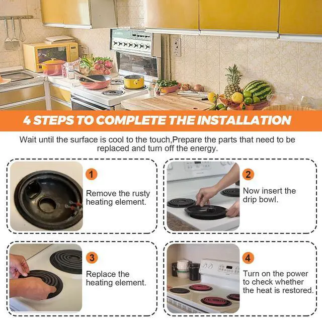 Alt view image 7 of 7 - UPGRADED5304430149 5304430150 Porcelain Drip Pan Bowls & MP22YA Electric Range Burner Element Unit Set Fit for Frigidaire Kenmore Crosley Range Oven Stove Replace 318067041 318067051 by
