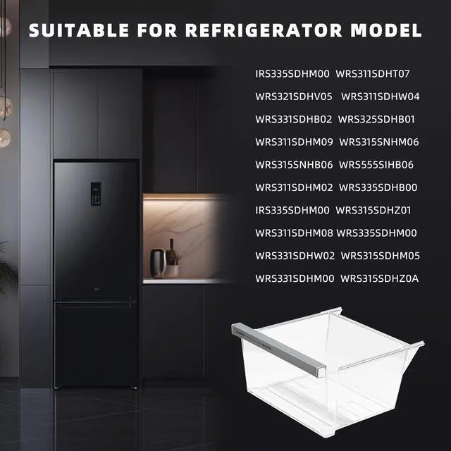 Alt view image 5 of 7 - W11162443 W11046494 W11162446 Refrigerator Fridge Crisper Drawer Pan Fridge Meat Pan Bin Upper Humidity Control Drawer Compatible with Whirlpool Maytag Refrigerator Replacement Parts