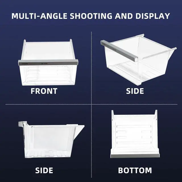 Alt view image 6 of 7 - W11162443 W11046494 W11162446 Refrigerator Fridge Crisper Drawer Pan Fridge Meat Pan Bin Upper Humidity Control Drawer Compatible with Whirlpool Maytag Refrigerator Replacement Parts