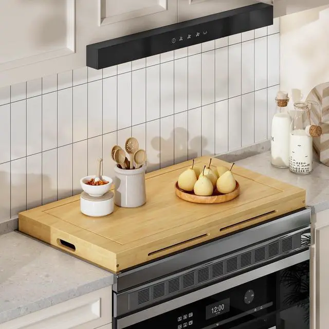 Alt view image 4 of 7 - Bamboo Stove Top Cover, Noodle Board Stove Cover, Stove Top Cover Board for 30x22 Electric Stove, Gas Burners, Stove Cover Cutting Board for Kitchen, Sink, Oven, Natural YL77TL01
