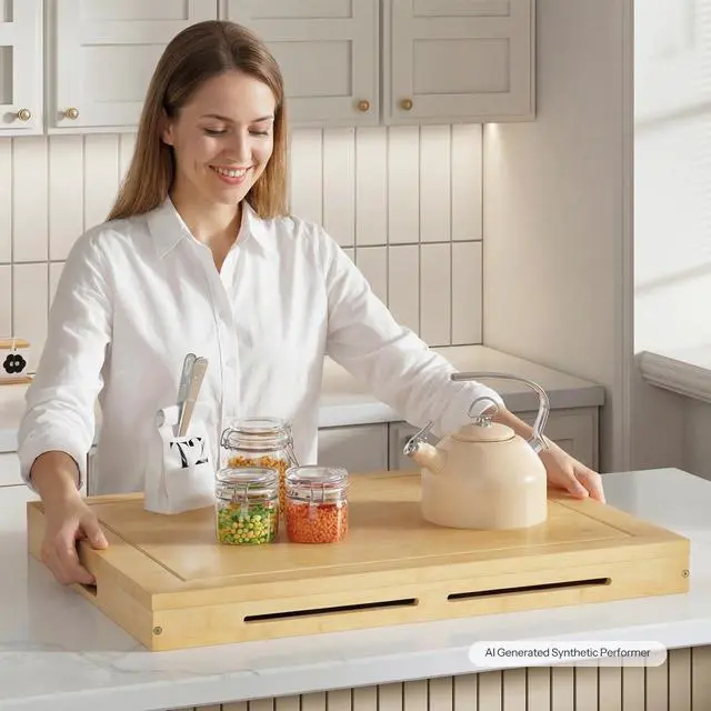 Alt view image 5 of 7 - Bamboo Stove Top Cover, Noodle Board Stove Cover, Stove Top Cover Board for 30x22 Electric Stove, Gas Burners, Stove Cover Cutting Board for Kitchen, Sink, Oven, Natural YL77TL01