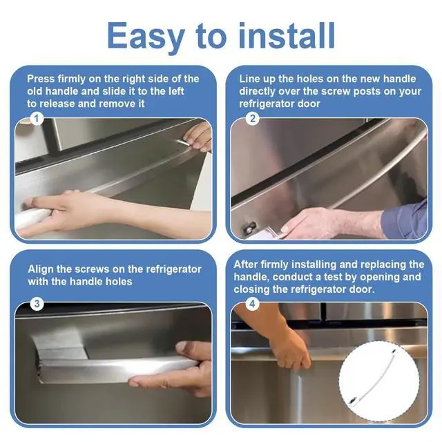Alt view image 6 of 7 - WR12X34310 Refrigerator Door Handle Compatible with GE Refrigerators,Replace for 4960021 AP6994366 PS1620203 EAP1620203 PS16220203,Stainless Steel Freezer Door Handle