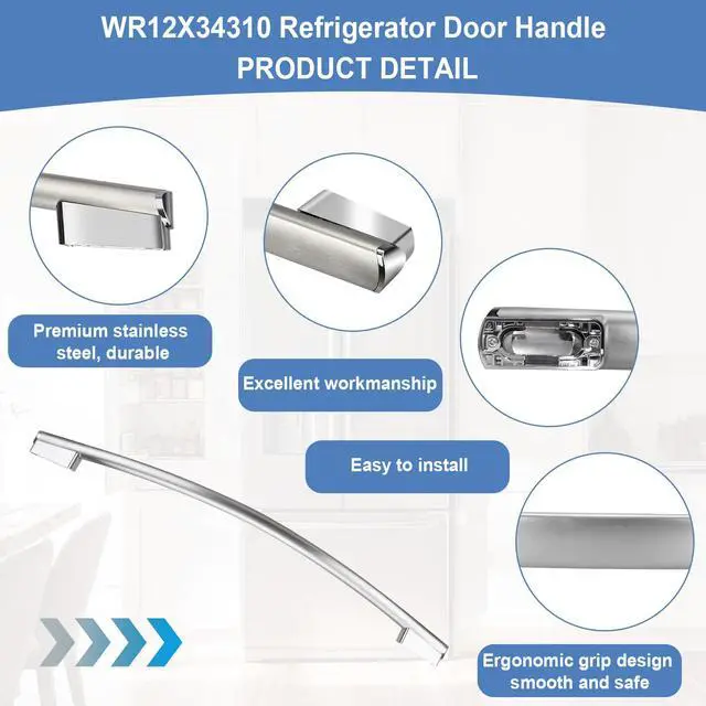 Alt view image 5 of 7 - WR12X34310 Refrigerator Door Handle Compatible with GE Refrigerators,Replace for 4960021 AP6994366 PS1620203 EAP1620203 PS16220203,Stainless Steel Freezer Door Handle
