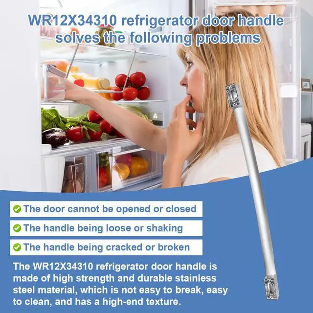 Alt view image 3 of 7 - WR12X34310 Refrigerator Door Handle Compatible with GE Refrigerators,Replace for 4960021 AP6994366 PS1620203 EAP1620203 PS16220203,Stainless Steel Freezer Door Handle