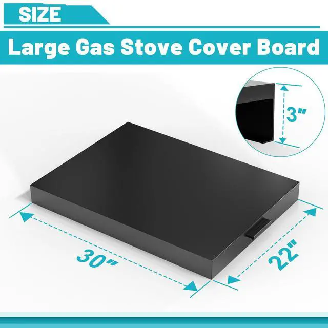 Alt view image 2 of 7 - Stove Top Cover, Large Gas Stove Cover Board, 30" L x 22" W x 3" H, Metal Stove Top Cover with Handles, Noodle Board Cooktop Cover, Kitchen Organizer, Easy to Clean