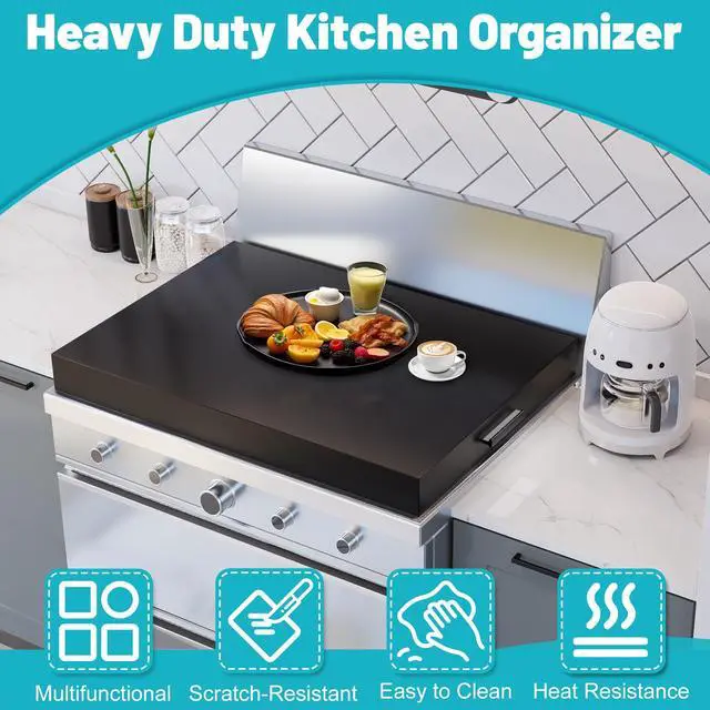 Alt view image 3 of 7 - Stove Top Cover, Large Gas Stove Cover Board, 30" L x 22" W x 3" H, Metal Stove Top Cover with Handles, Noodle Board Cooktop Cover, Kitchen Organizer, Easy to Clean