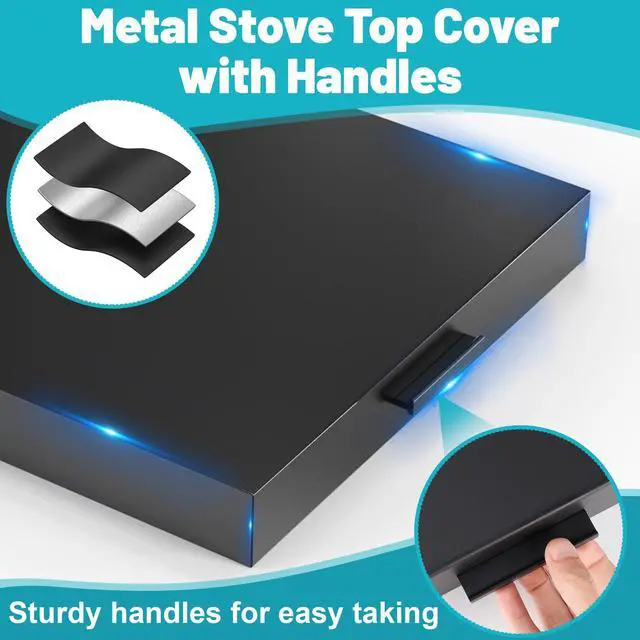 Alt view image 4 of 7 - Stove Top Cover, Large Gas Stove Cover Board, 30" L x 22" W x 3" H, Metal Stove Top Cover with Handles, Noodle Board Cooktop Cover, Kitchen Organizer, Easy to Clean