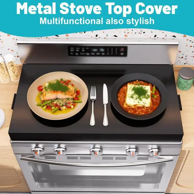 Alt view image 7 of 7 - Stove Top Cover, Large Gas Stove Cover Board, 30" L x 22" W x 3" H, Metal Stove Top Cover with Handles, Noodle Board Cooktop Cover, Kitchen Organizer, Easy to Clean