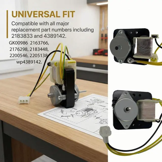Alt view image 2 of 5 - GK00986 Evaporator Fan Motor Replacement for 2183833 2163766 2176298 2183448 2200546 2205138 WP4389142 CKD205138X
