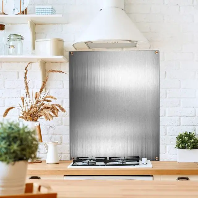 Alt view image 6 of 6 - 24 by 36 Inch Reversible Stainless Steel Backsplash Metal Backsplash Kitchen Stove Behind Metal Sheet Panels with 4 Pre Drilled Holes and Screws for Wall Protector(2 Packs)