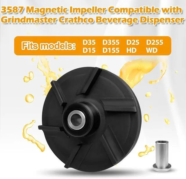 Alt view image 2 of 6 - 3587 Magnetic Impeller, 3220 Bearing Housing Compatible with Grindmaster Crathco Beverage Dispensers, Fits Models D15, D155, D25, D255, D35, D355 (3 Pack)