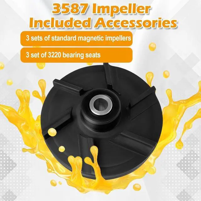 Alt view image 3 of 6 - 3587 Magnetic Impeller, 3220 Bearing Housing Compatible with Grindmaster Crathco Beverage Dispensers, Fits Models D15, D155, D25, D255, D35, D355 (3 Pack)