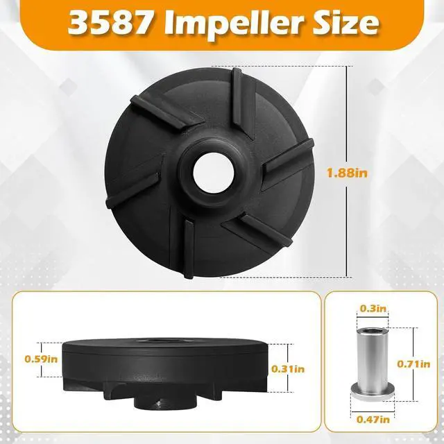 Alt view image 4 of 6 - 3587 Magnetic Impeller, 3220 Bearing Housing Compatible with Grindmaster Crathco Beverage Dispensers, Fits Models D15, D155, D25, D255, D35, D355 (3 Pack)
