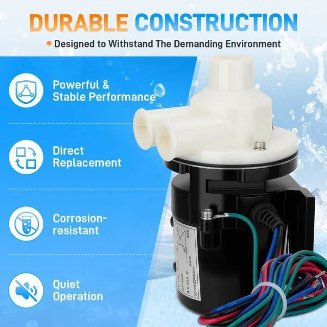 Alt view image 6 of 7 - PA0613 Ice Machine Water Pump Motor Assembly with Capacitor | Compatible with Hoshizaki KM 280 320 450 500 600 630 650 800 900 Series, Replaces S-0613, APTA92P10WD1, 120V 60Hz 0.45A 54W