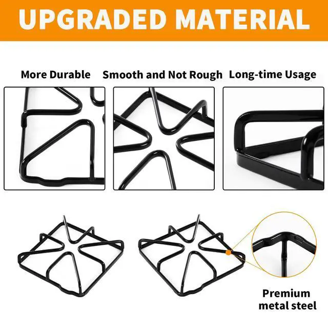 Alt view image 4 of 7 - Upgraded WB31X20643 Grates Replacement Parts for GE Stove Parts Burner Grate, GE Cooktop Parts Metal Steel Surface Grate Kenmore Hotpoint Gas Range Parts Stove Top Grate Square Burner Wok Rack 4 pcs