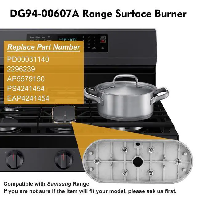 Alt view image 2 of 7 - DG94-00607A Range Surface Burner Center Compatible with Samsung NX60A6511SS NX60A6711SS NX60A6111SS NX58K3310SS Range etc. OEM Upgraded Quality DG94-00607A Center Burner - 5 Year War