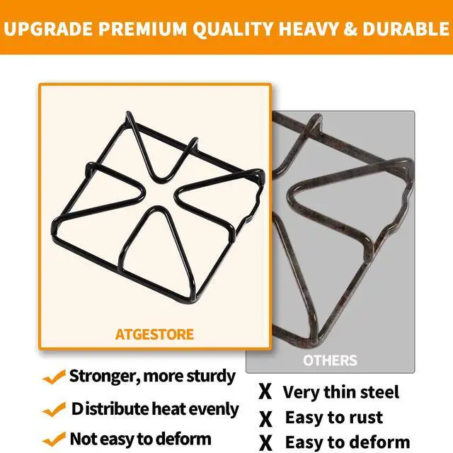 Alt view image 5 of 7 - Upgraded WB31X20643 Grates Replacement Parts for GE Stove Parts Burner Grate, GE Cooktop Parts Metal Steel Surface Grate Kenmore Hotpoint Gas Range Parts Stove Top Grate Square Burner Wok Rack 4 pcs